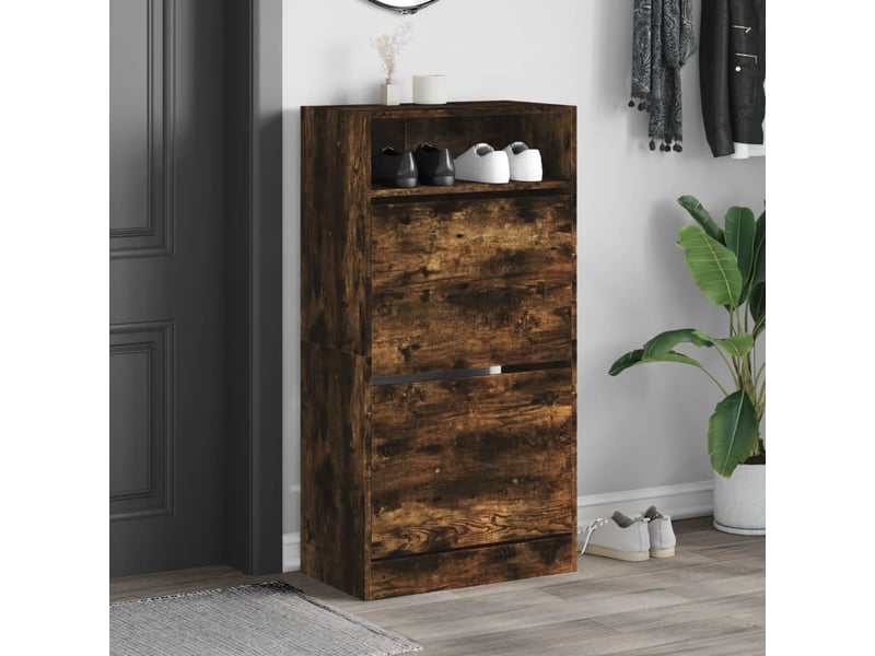 Meuble à chaussure | armoire à chaussures chêne fumé 60x34x116 cm bois d'ingénierie  - Conforama C