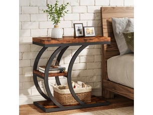 Tribesigns table d'appoint 3 niveaux 60 cm, table d'appoint design industriel en forme de c