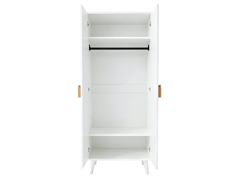  Armoire 2 portes avec rangement et pieds surélevés pour chambre en mdf 70×55×170 cm blanche  - Conforama C