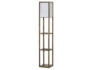 Lampadaire avec étagères 26 x 26 x 160 cm marron rustique en bois, 3 niches ouvertes et douille e27