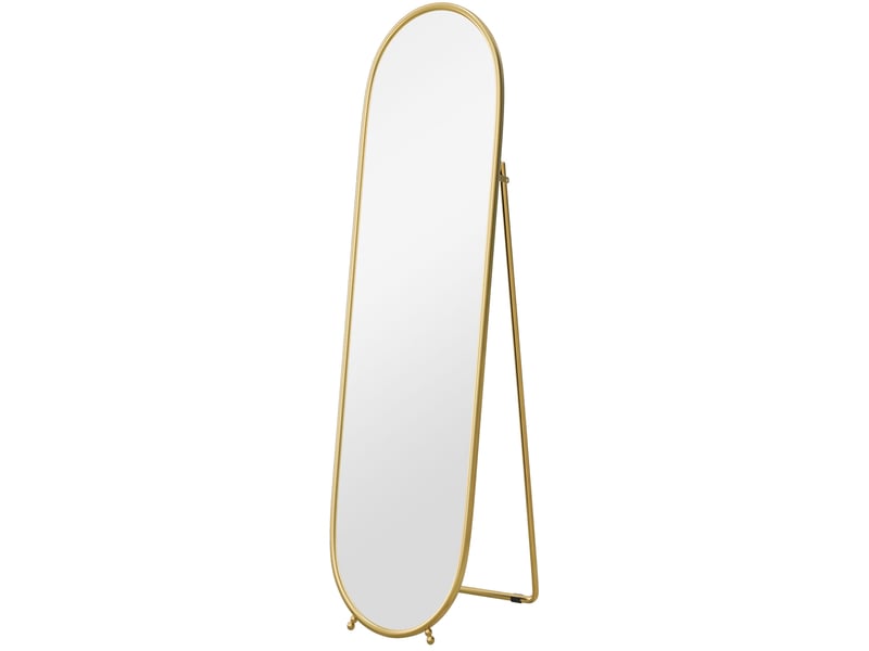 Miroir simple sur pied ovale avec support dépliable, cadre en métal doré, reflet sans distorsion 160 × 40 cm - Conforama A