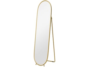Miroir simple sur pied ovale avec support dépliable, cadre en métal doré, reflet sans distorsion 160 × 40 cm