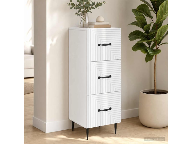 Armoire de rangement bureau, armoire à tiroirs blanc brillant 33 x 34,5 x 89,5 cm - Conforama D