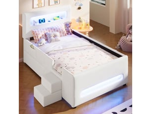 Lit avec rangement 90x200 cm <strong></strong>  <strong></strong> coloris blanc