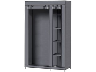 Armoire gain de place en tissu avec penderie et 5 étagères, 110 x 45 x 175 cm, pour la chambre, grise