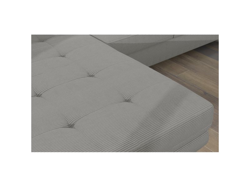  Canapé d'angle convertible amanda gris clair velours côtelé avec coffre gauche  - Conforama E