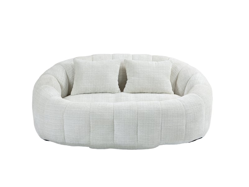  Canapé droit fixe 2 places en tissu beige, mousse à mémoire de forme, sans montage pour le salon au quotidien  - Conforama A