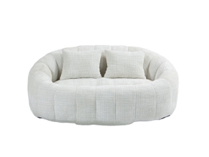 Canapé droit fixe 2 places en tissu beige, mousse à mémoire de forme, sans montage pour le salon au quotidien