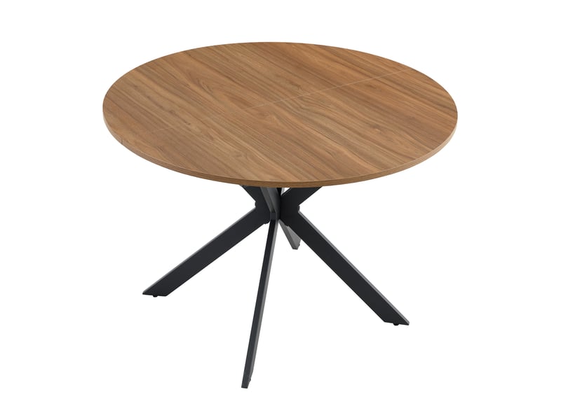 Table à manger extensible ronde 107 cm, longueur 137 cm, mdf effet noyer et métal noir - salle à manger - Conforama A