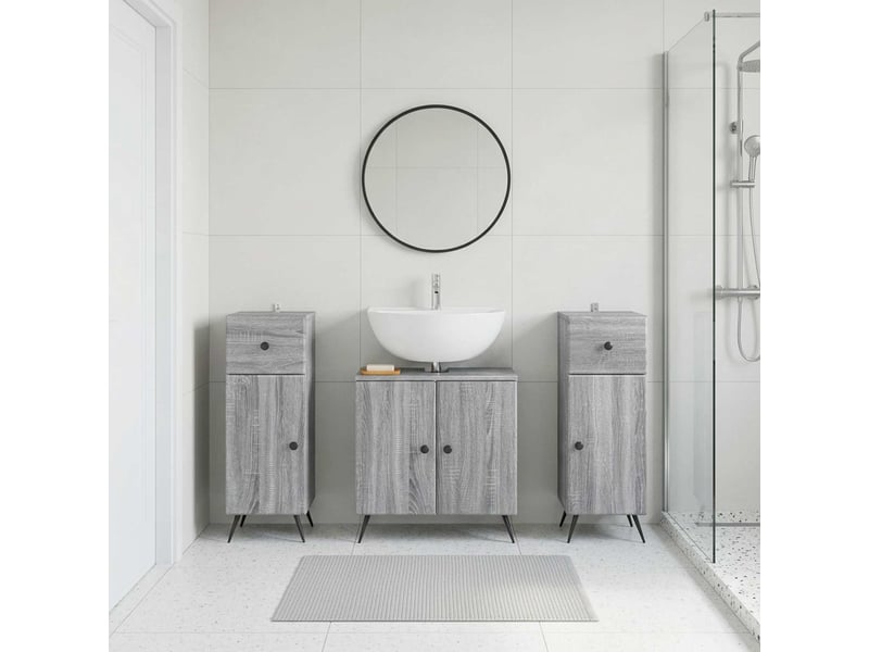 Ensemble de meuble de salle de bain 3 pièces breda sonoma gris cf63364 - Conforama B