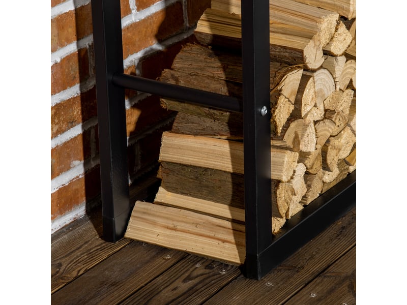  Porte-bûches vertical en métal noir, charge 100 kg, intérieur et extérieur, 40 x 25 x 100 cm  - Conforama R