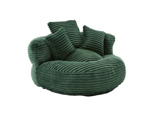 Pouf poire 1 place en velours côtelé émeraude 108 x 108 x 52 cm
