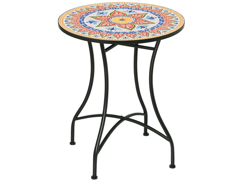  Table jardin ø60 cm, balcon métal intempéries, repas extérieur, camping, ronde, rougebleublanc.  - Conforama A