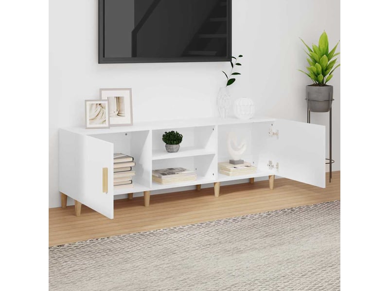  Meuble tv - banc tv - meuble de rangement blanc 150x30x50 cm bois d'ingénierie  - Conforama C