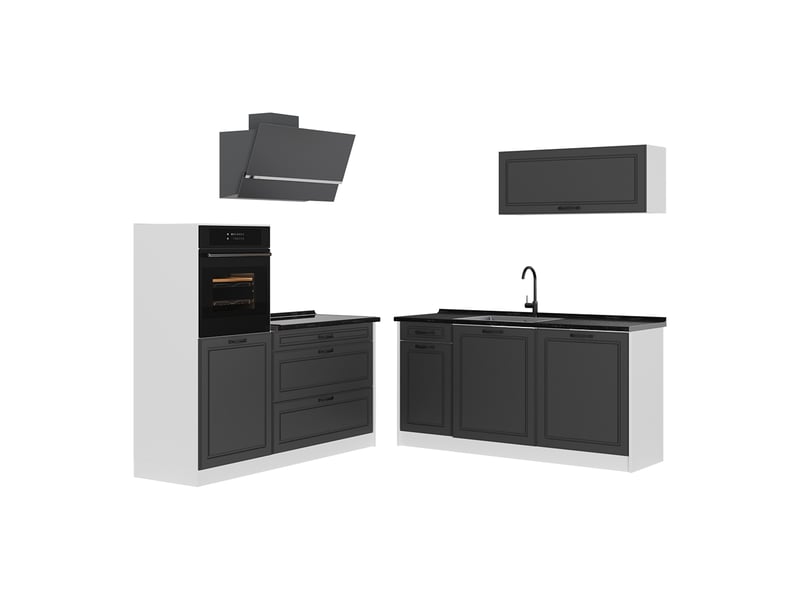  Vicco cuisine, anthracite campagneblanc, 160cm plan de travail anthracite  - Conforama A