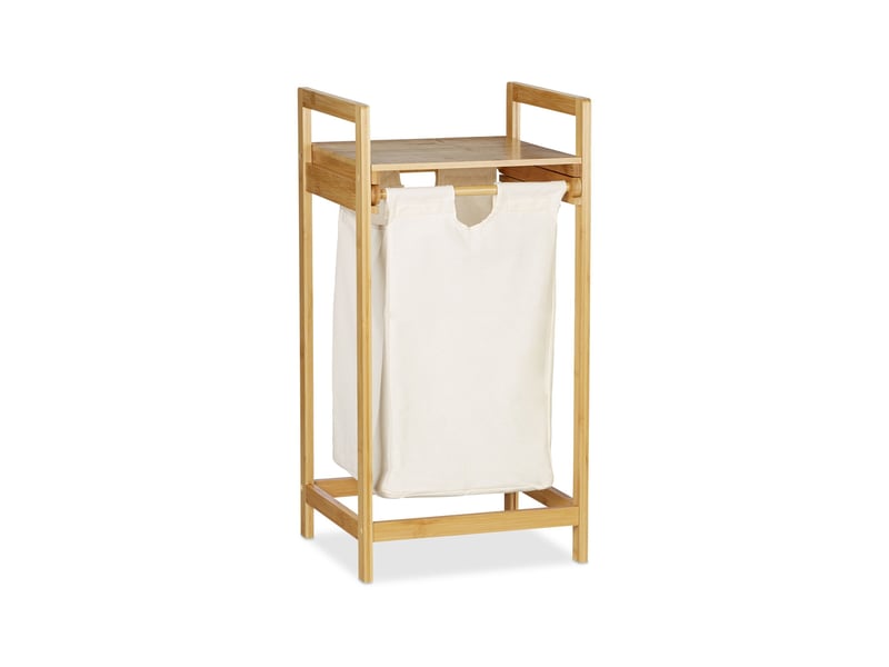  Panier à linge en bambou naturel 30 l avec sac amovible design décoratif salle de bain chambre 13_0007556  - Conforama A