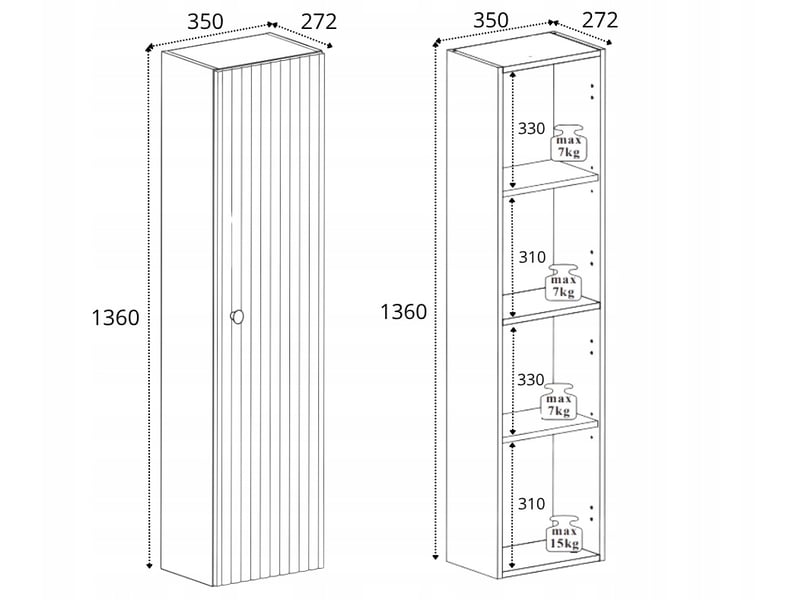  Meuble colonne suspendu de salle de bain bello blanc 35 × 136 cm  - Conforama C