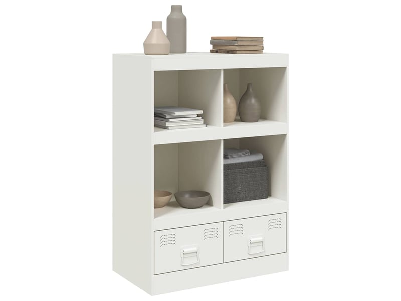  Buffet haut - bahut - meuble de rangement blanc 67x39x95 cm acier  - Conforama D