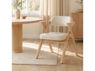 Chaises de salle à manger pliantes lot de 2 avec accoudoirs  - bois massif, lin beige