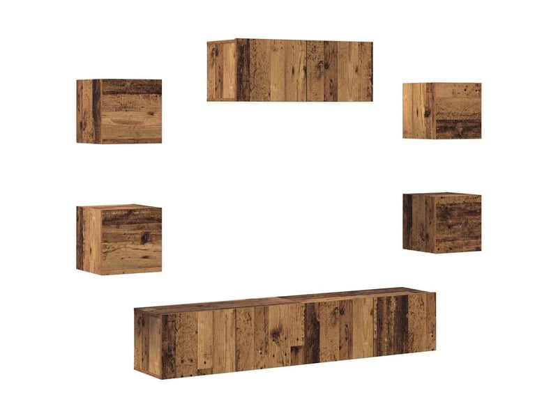  Ensemble de meuble tv - banc tv - meuble de rangement mural 5 pcs vieux bois  - Conforama A