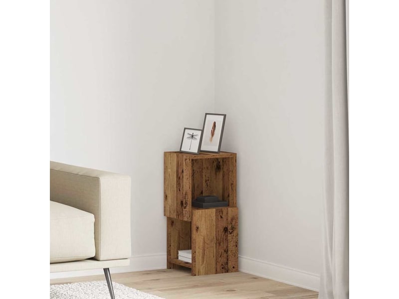  Meuble d'angle, meuble de rangement salon 25,5x25x55cm bois d'ingénierie bois ancien  - Conforama B