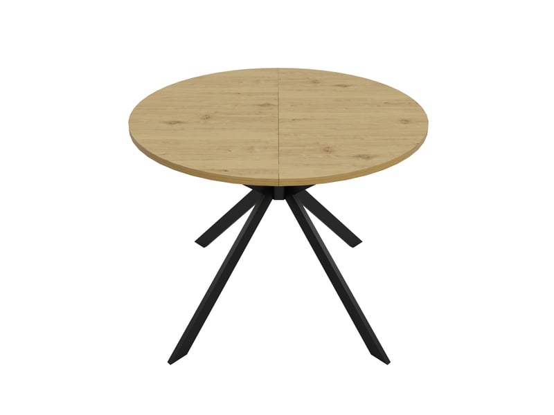  Table à manger extensible 100140x100x75 cm pour 4-6 personnes, plateau ovale extensible effet bois, pieds en métal, design moderne salle à manger - mdf-naturel  - Conforama A