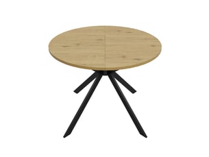 Table à manger extensible 100140x100x75 cm pour 4-6 personnes, plateau ovale extensible effet bois, pieds en métal, design moderne salle à manger - mdf-naturel