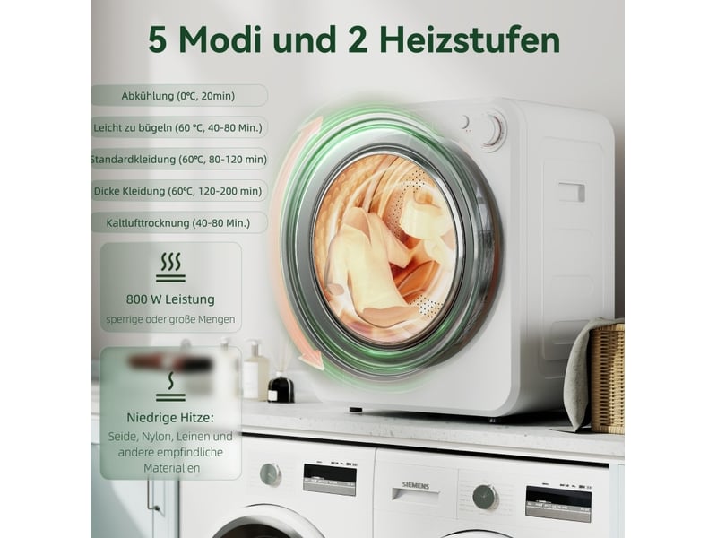  Sèche-linge 48x44x57 cm, 4 kg blanc, tambour en acier inoxydable réversible, 5 programmes, évacuation  - Conforama E