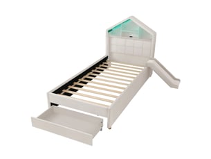 Lit avec rangement 90x200 cm <strong>OOIILLEE</strong>  <strong></strong> coloris beige
