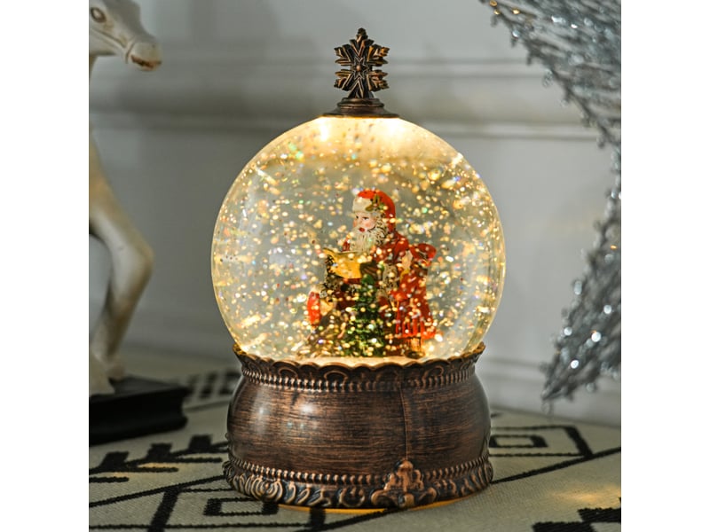  Boule à neige de noël avec musique et lumières, scène du père noël et de l'enfant, pour décoration de noël, cadeau de fête, bronze  - Conforama C