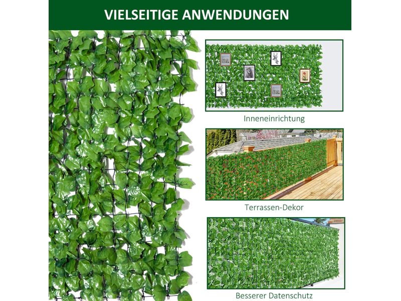  Hedge artificielle 300x100 cm, vert clair, idéale pour balcon &amp; décoration murale, uv résistant &amp; facile d'entretien  - Conforama E