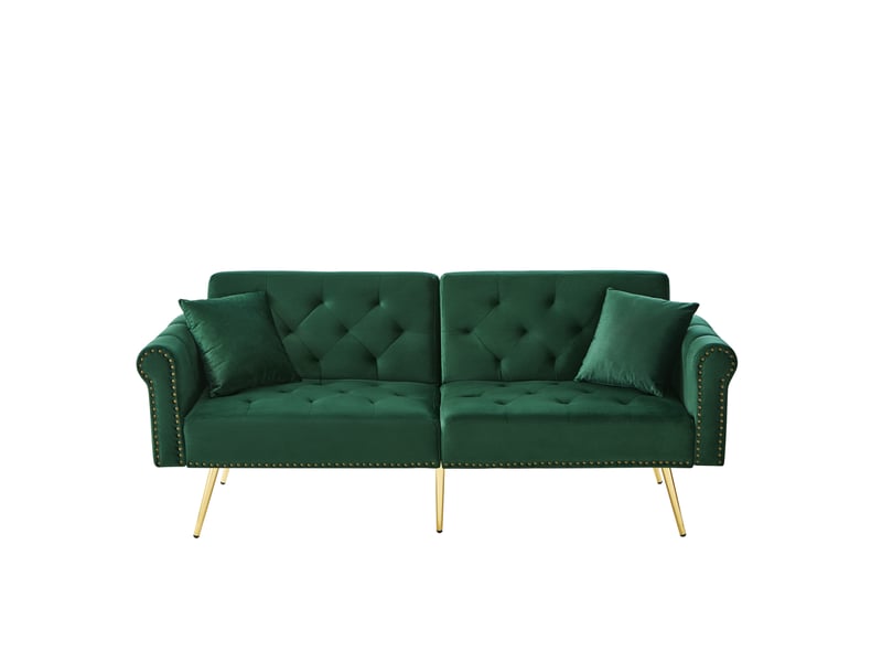  Canapé-lit 2 places modenvie en velours vert antique 173 x 75 cm dossier réglable 3 positions  - Conforama A