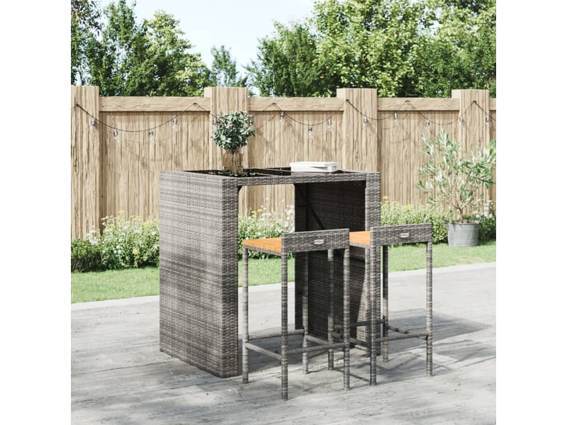  Lot de 2 tabouret de bar, chaise de bar gris résine tressée et bois d'acacia shl58856  - Conforama B