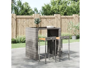 Lot de 2 tabouret de bar, chaise de bar gris résine tressée et bois d'acacia shl58856