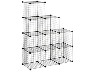 Étagère cube modulable diy avec 9 compartiments en treillis métallique pour salon, chambre à coucher, noir