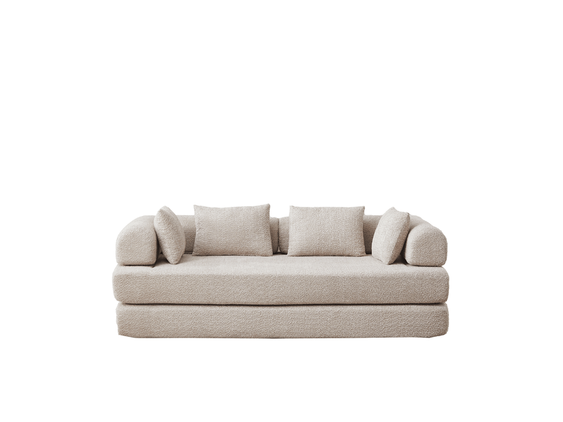 Canapé convertible 4-en-1 en tissu chenille kaki, 4 configurations, sans montage, 4 coussins inclus, design modulable  - Conforama A