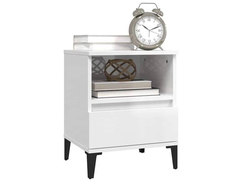  Lot de 2 table de chevet, table d'appoint blanc brillant 40x35x50 cm  - Conforama D