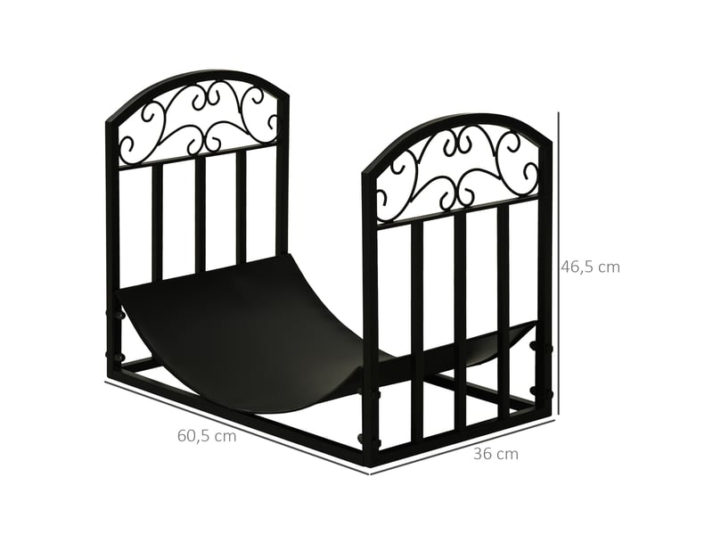  Porte-bûches en métal noir, support surélevé 60 kg pour cheminée, terrasse et jardin  - Conforama E
