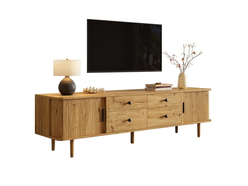  Meuble tv 165 cm 4 tiroirs et 2 portes coulissantes evryae  - Conforama A
