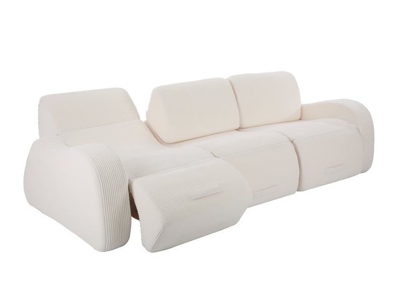  Canapé modulable convertible 3 places 247x115x76 cm compressé, mousse douce, velours côtelé couleur beige  - Conforama E