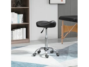 Tabouret de travail 48x48x54-69 cm, réglable en hauteur et pivotant, roulettes, similicuir noir, charge max. 120 kg
