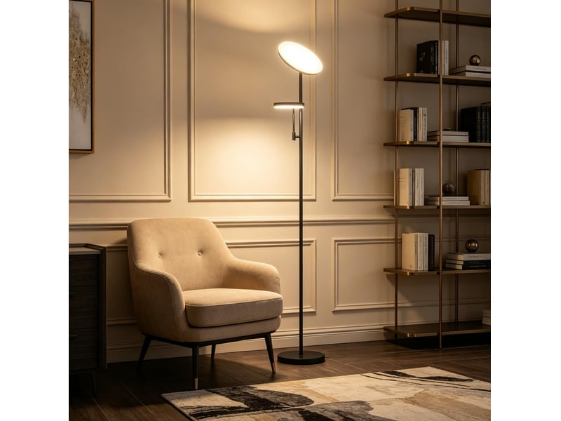  Lampadaire led 42 w noir dimmable 2700-6500 k avec télécommande et liseuse  - Conforama E