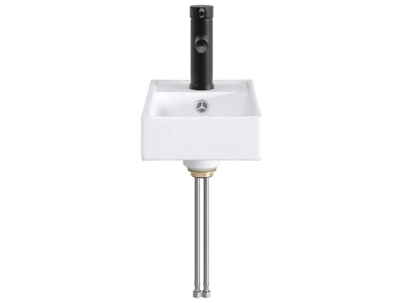  Lavabo de salle de bain avec robinet et évacuation noir mat shl3054  - Conforama E