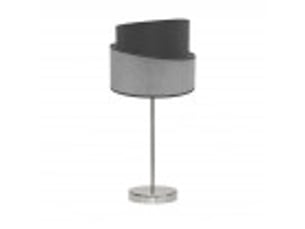 Fabrilamp hara lampe à poser nickelée et grise en métal et textile, abat-jour bicolore, 1 x e14, 45 cm