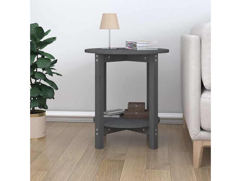  Table basse - table de salon - table à thé gris ø 55x60 cm bois massif de pin  - Conforama C
