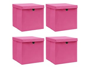 Boîtes de rangement avec couvercles 4 pcs rose 32x32x32cm tissu