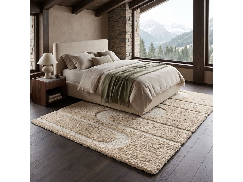  Tapis shaggy doux à relief géométrique beige 120x170  - Conforama E