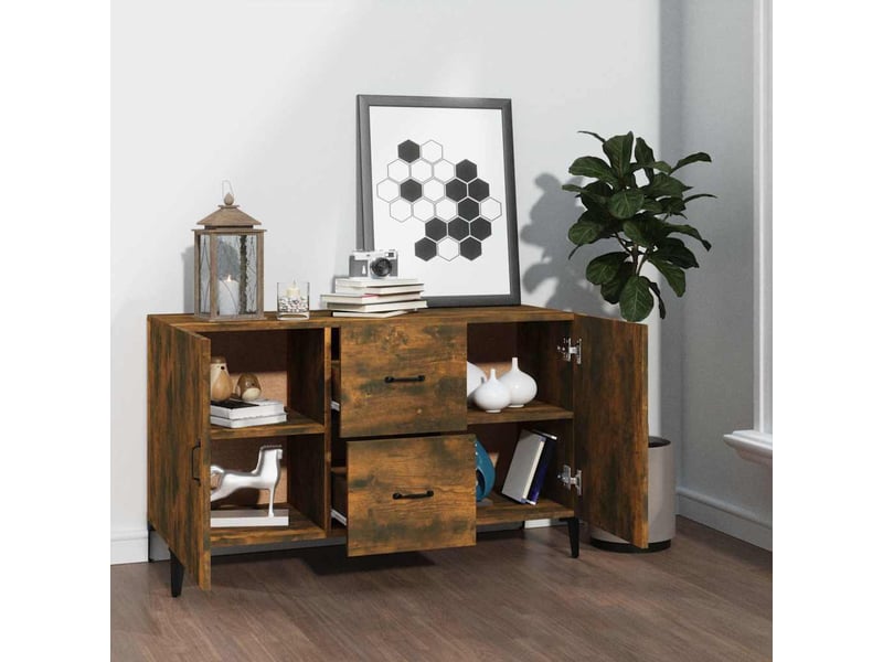  Buffet - bahut - meuble de rangement chêne fumé 100x36x60 cm bois d'ingénierie  - Conforama C