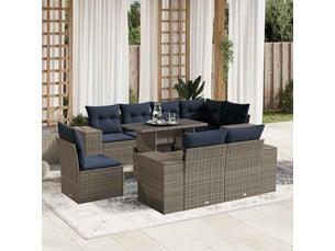 Vidaxl ensemble de canapé de jardin 9 pcs avec coussins gris résine tressée