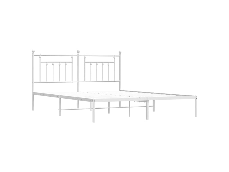  Lit double- lit adulte -  cadre de lit métal sans matelas et tête de lit blanc 160x200 cm  - Conforama B